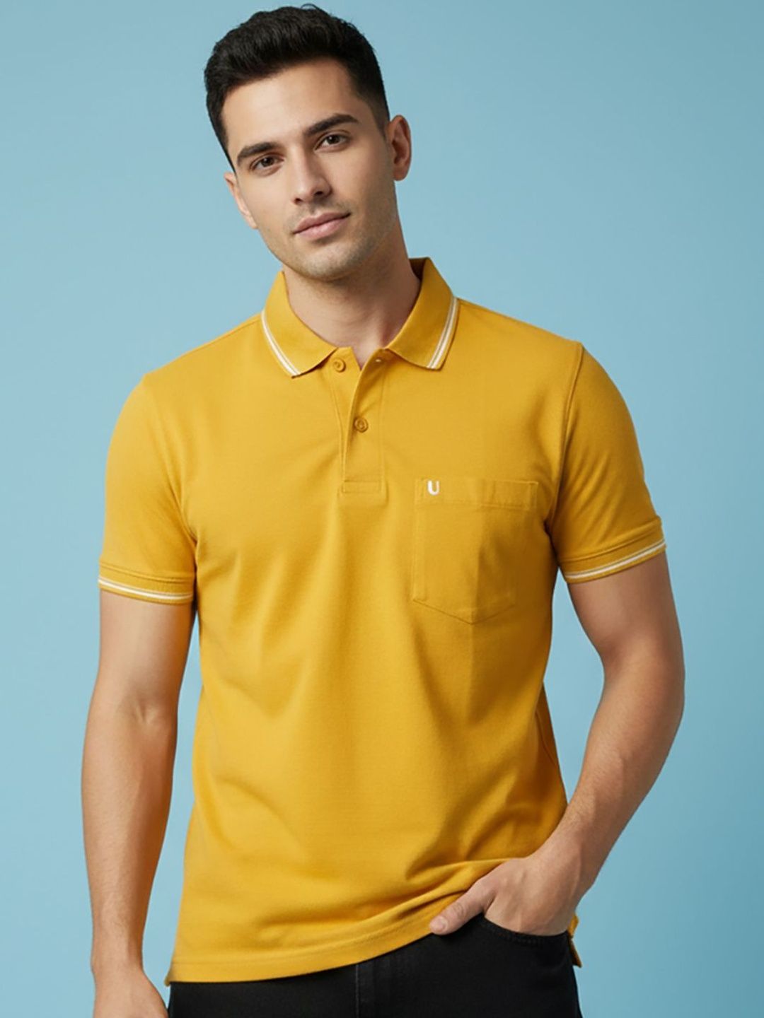 UNIBERRY JEANS Men Brand Logo Polo Collar Pockets T-shirt