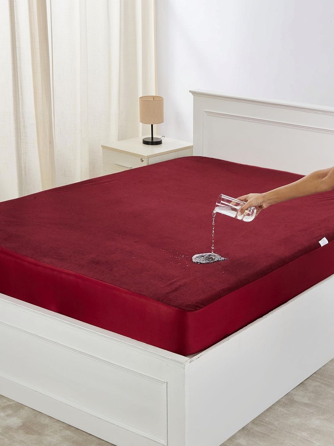 Creeva Maroon Terry Water Resistant Mattress Protector