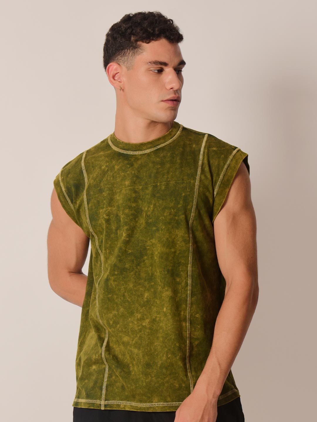 IZF Men Acid Wash Round Neck Cotton T-Shirt