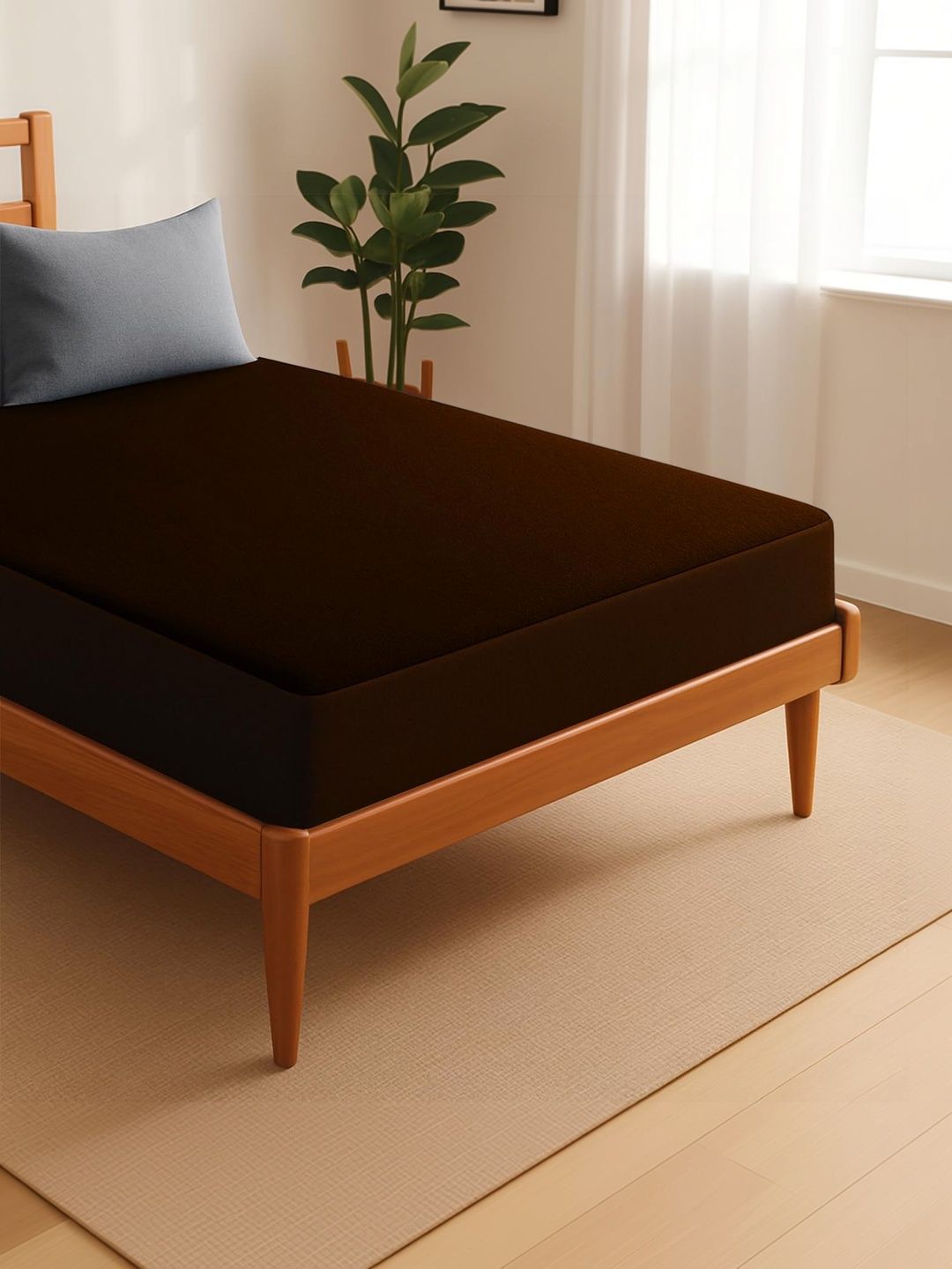 Creeva Coffee Brown Waterproof Mattress Protector