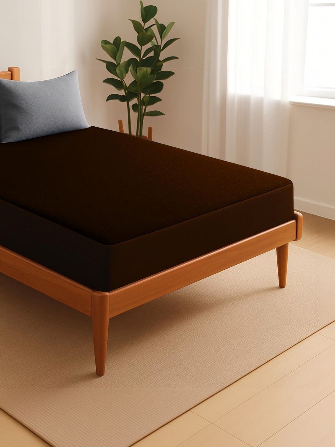 Creeva PureNest Brown Ultra Soft Waterproof Double Bed King Mattress Protector