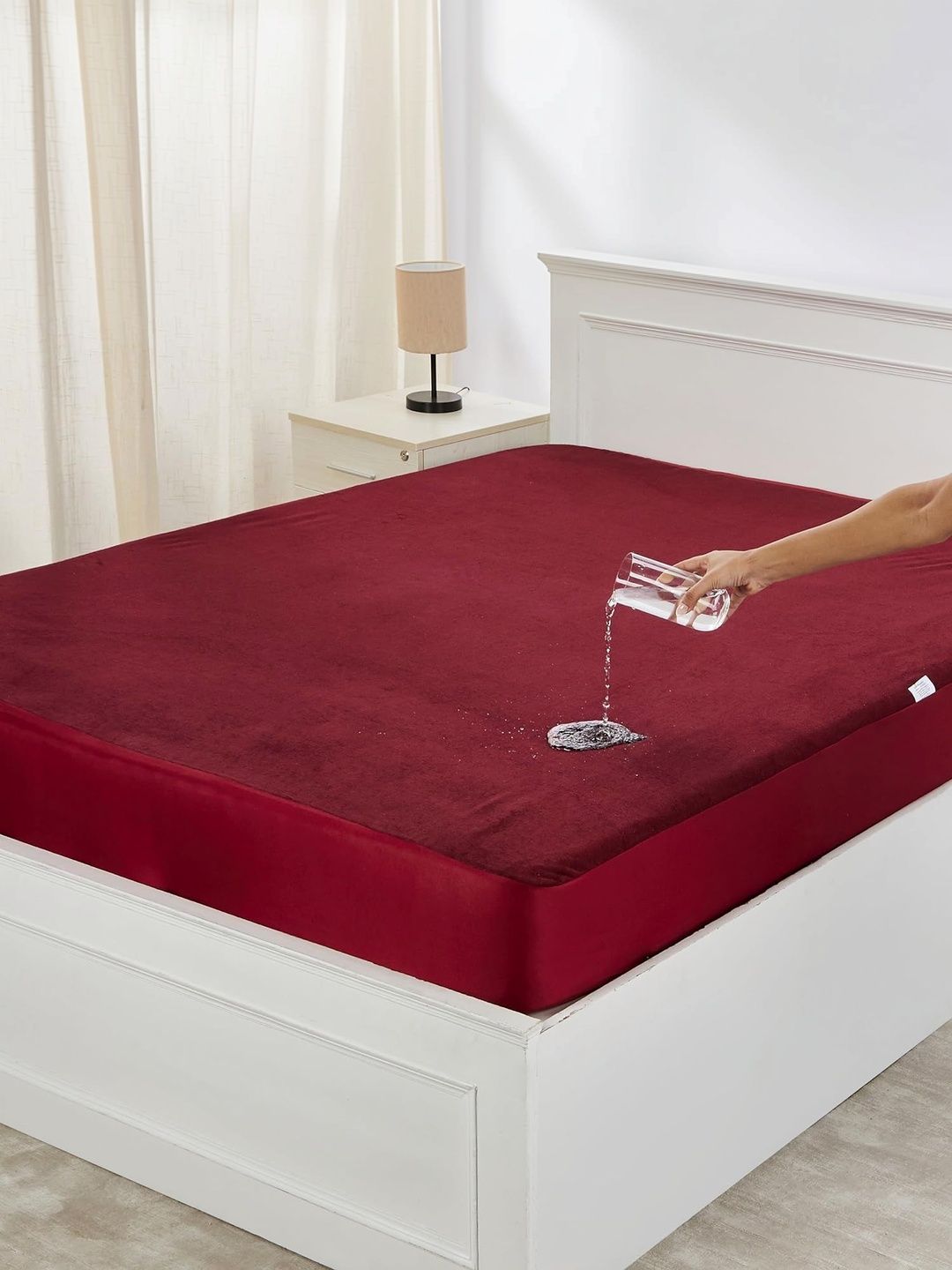 Creeva Maroon Terry Water Resistant Mattress Protector