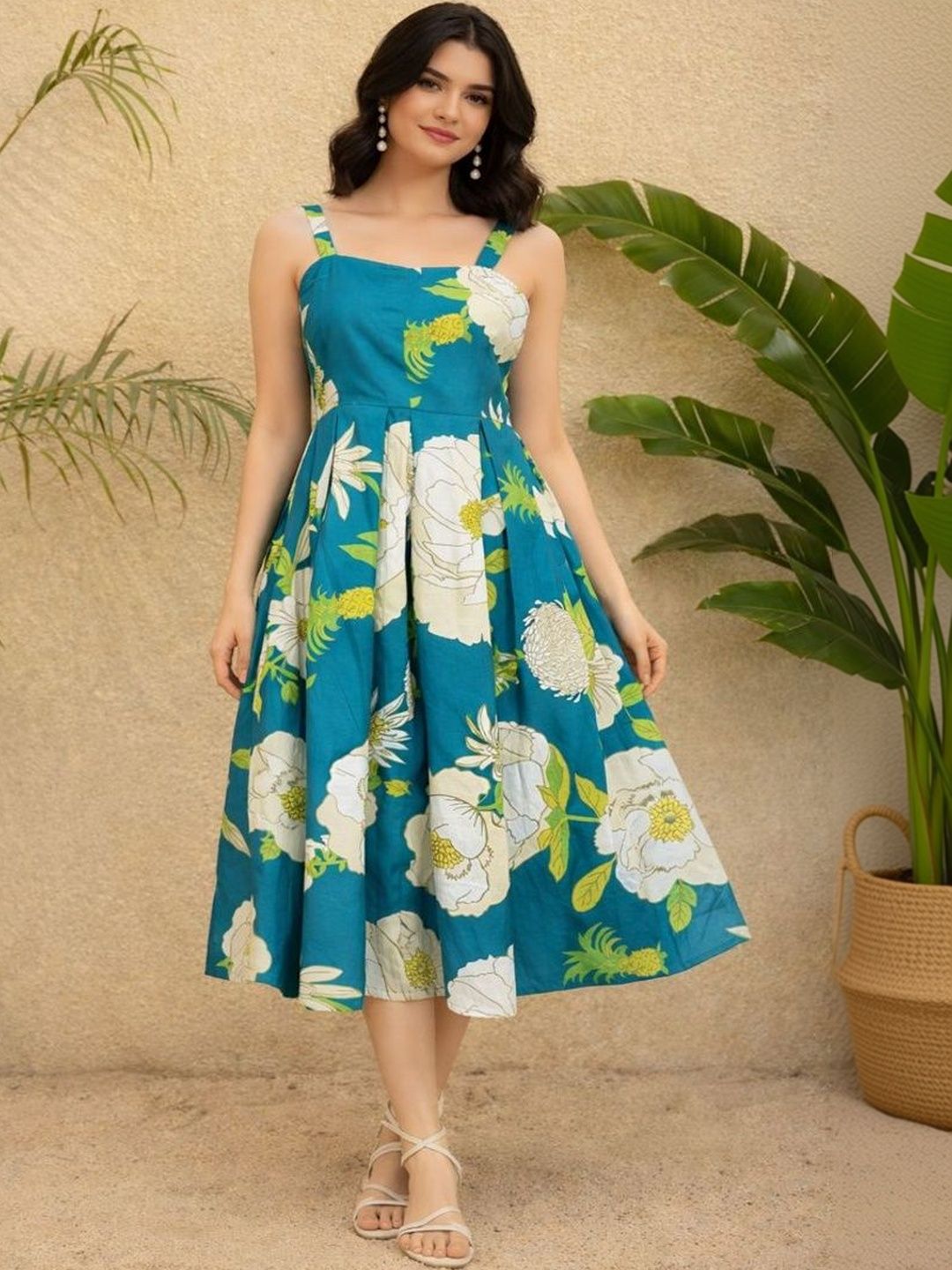 SZN Floral Print Fit & Flare Midi Dress