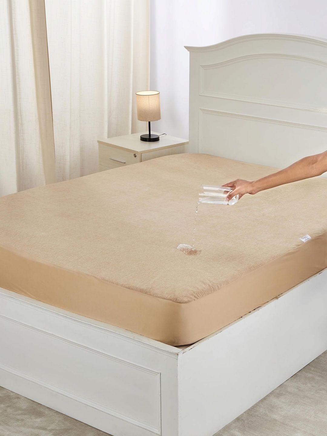 Creeva Beige Terry Water Resistant Mattress Protector