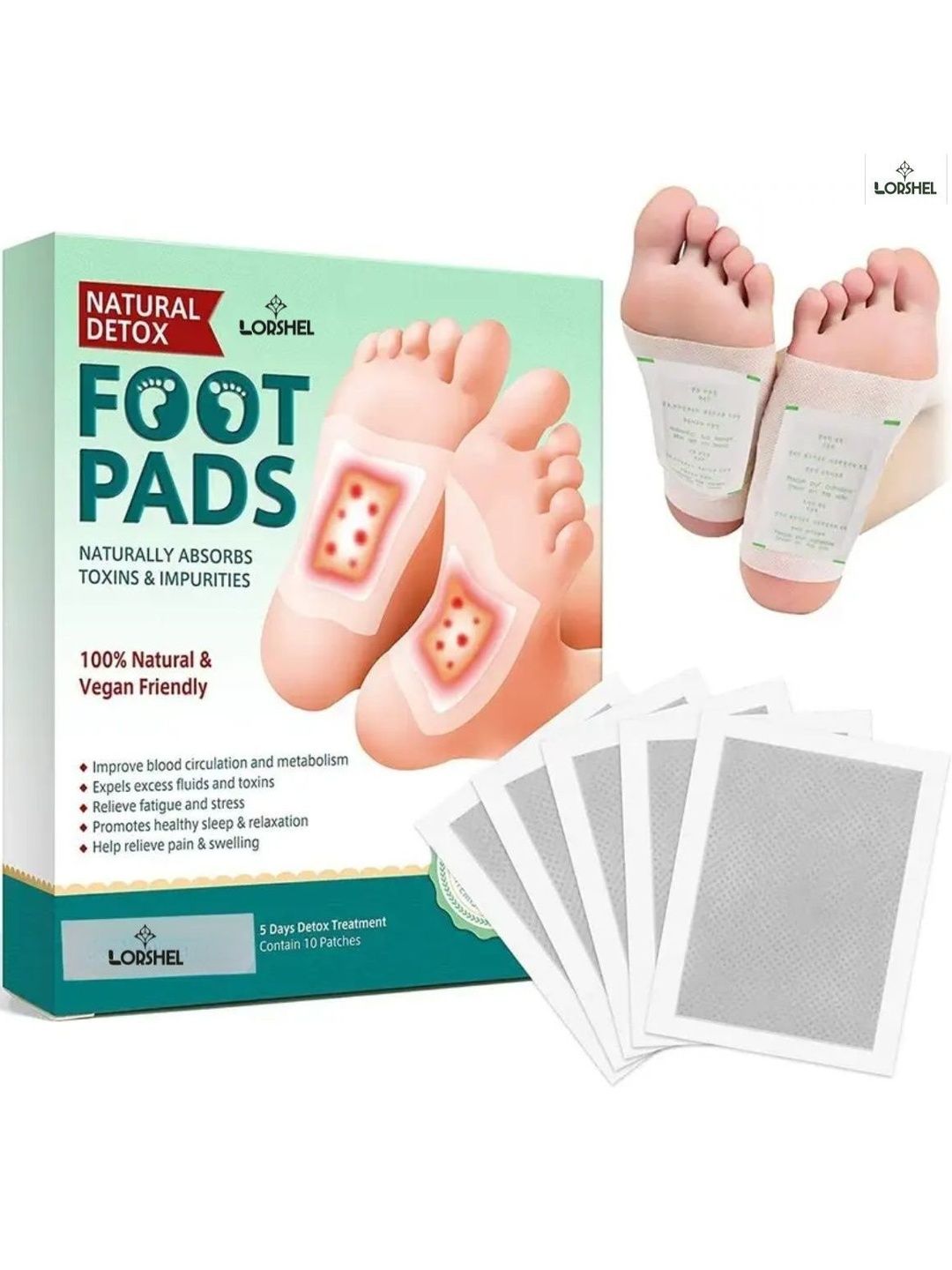 lorshel Herbal Detox Foot Patch Overnight Action Ginger Detox Foot Pads