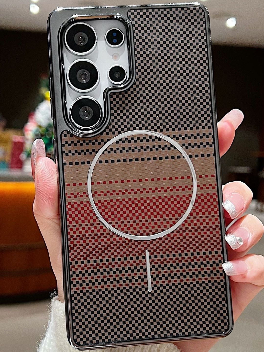 Luxury Kase Geometric Printed Samsung Galaxy S24 Ultra 5G Back Case Mobile Accessories