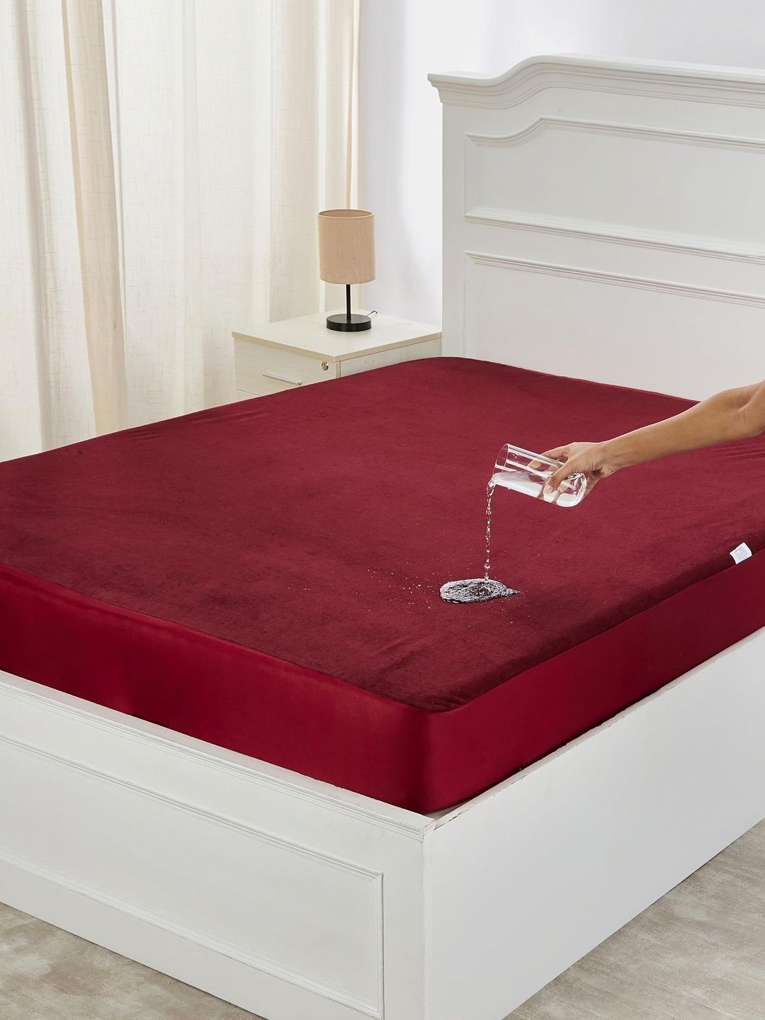 Creeva Maroon Water Resistant King Size Mattress Protector
