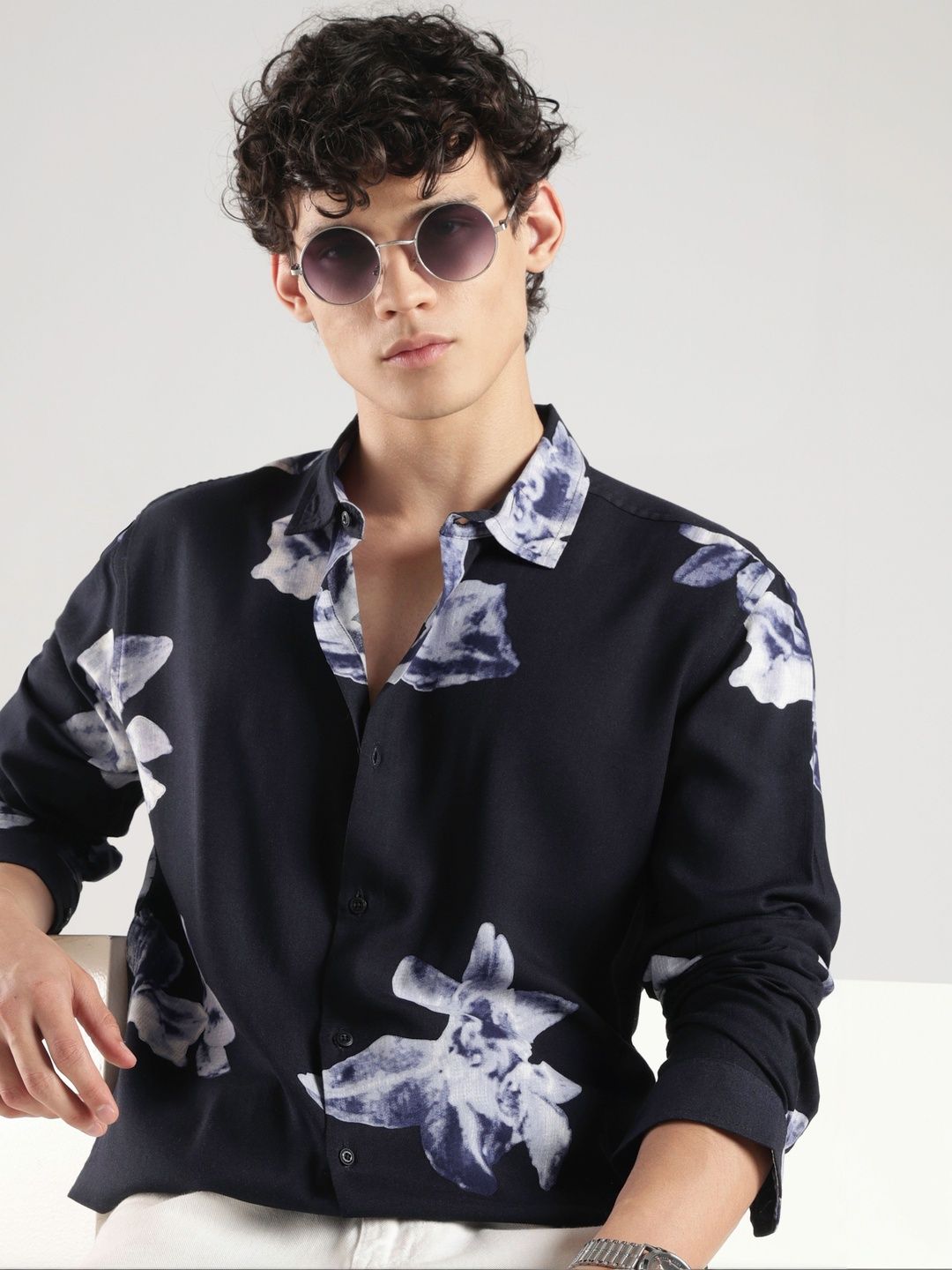 HERE&NOW Men Slim Fit Floral Printed Casual Shirt