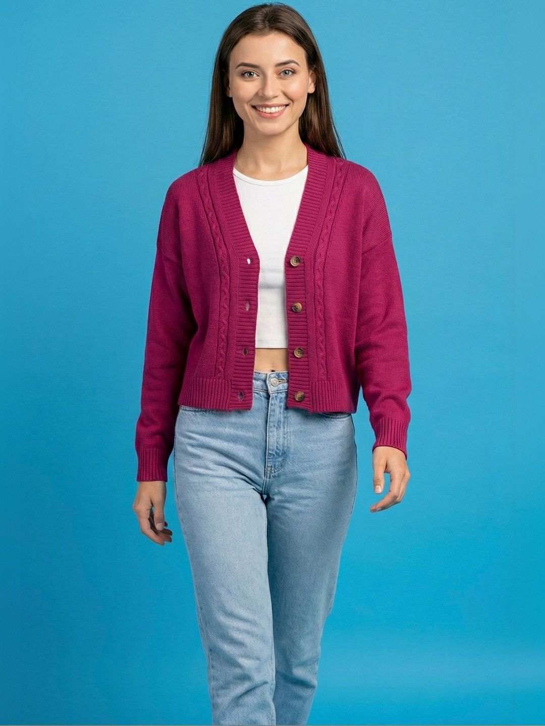 Buy The Roadster Lifestyle Co. Solid Cable Knit Drop-Shoulder