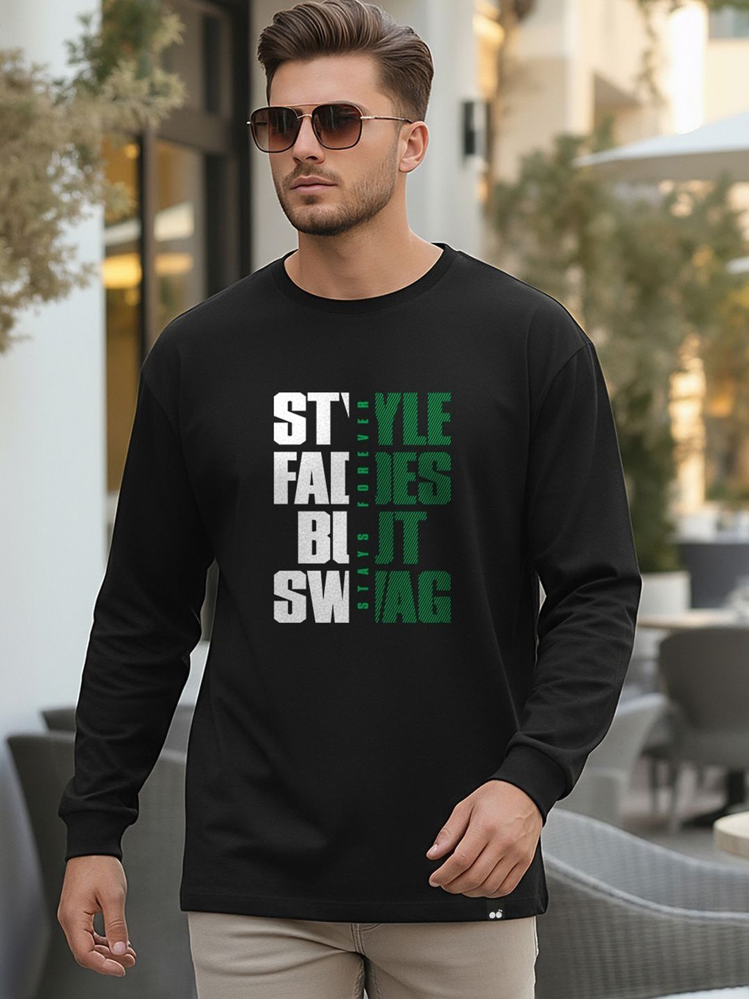 Bewakoof Men Jet Black Style Swag Typography Oversized T-shirt