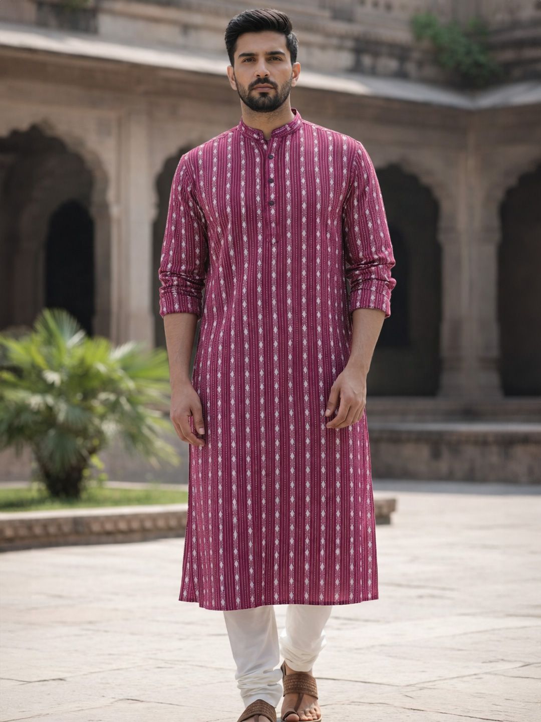 LADSLOOM Men Red Kurtas