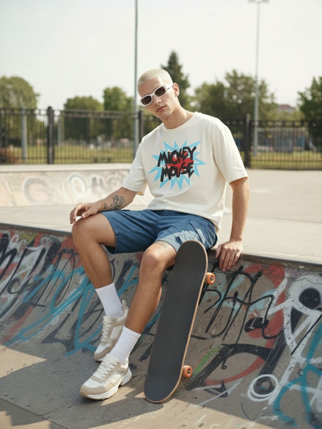 Kook N Keech Mickey Mouse Printed Pure Cotton Oversized T-shirt