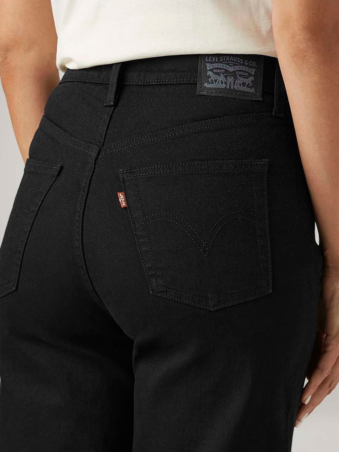 Black Ribcage Wide Leg Fit High Rise Jeans