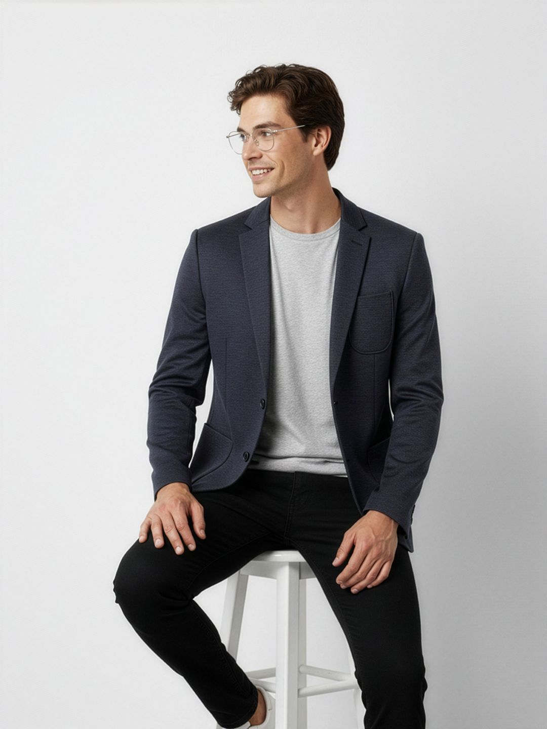 Mast & Harbour Notched Lapel Collar Single-Breasted Blazer with Chest Pocket