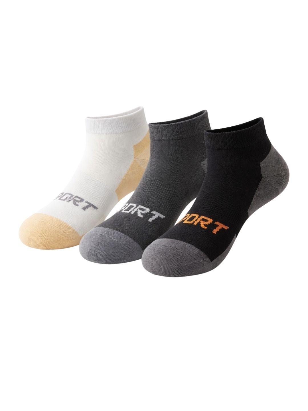 iSWEVEN Unisex Pack of 3 Cotton Blend Colourblocked Ankle Length Socks