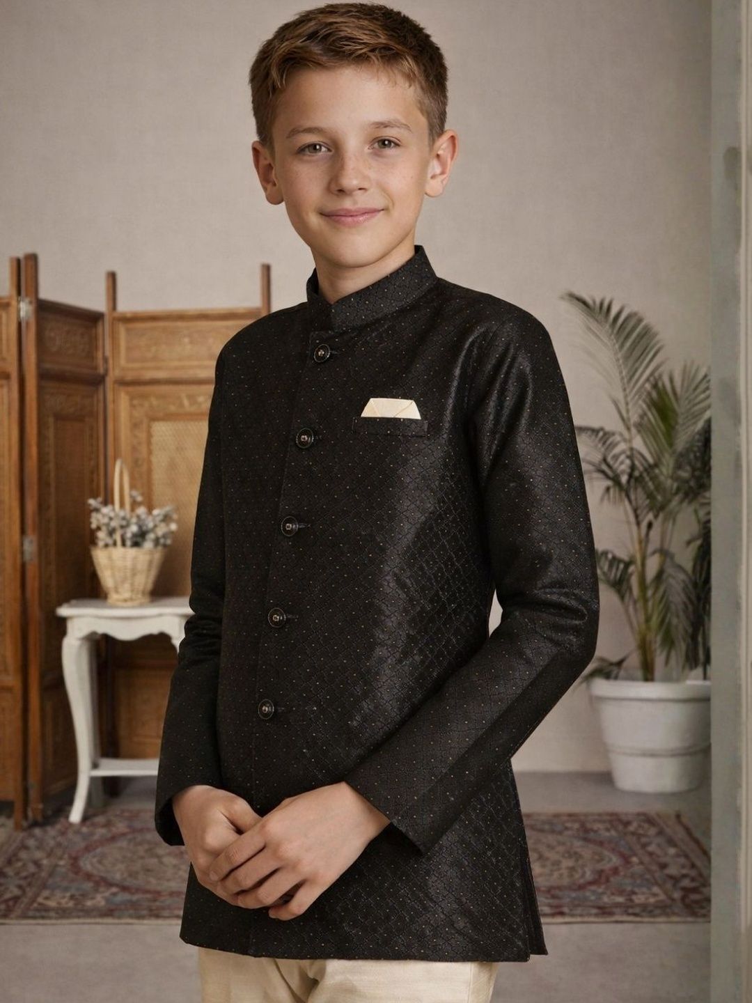 BAESD Brocade Mandarin Collar Sherwani