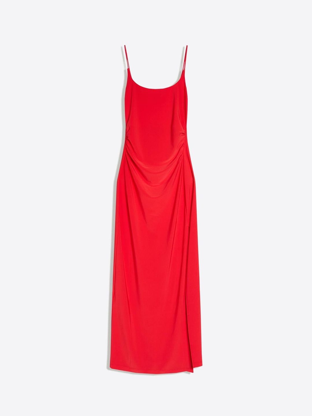 Gathered strap midi dress