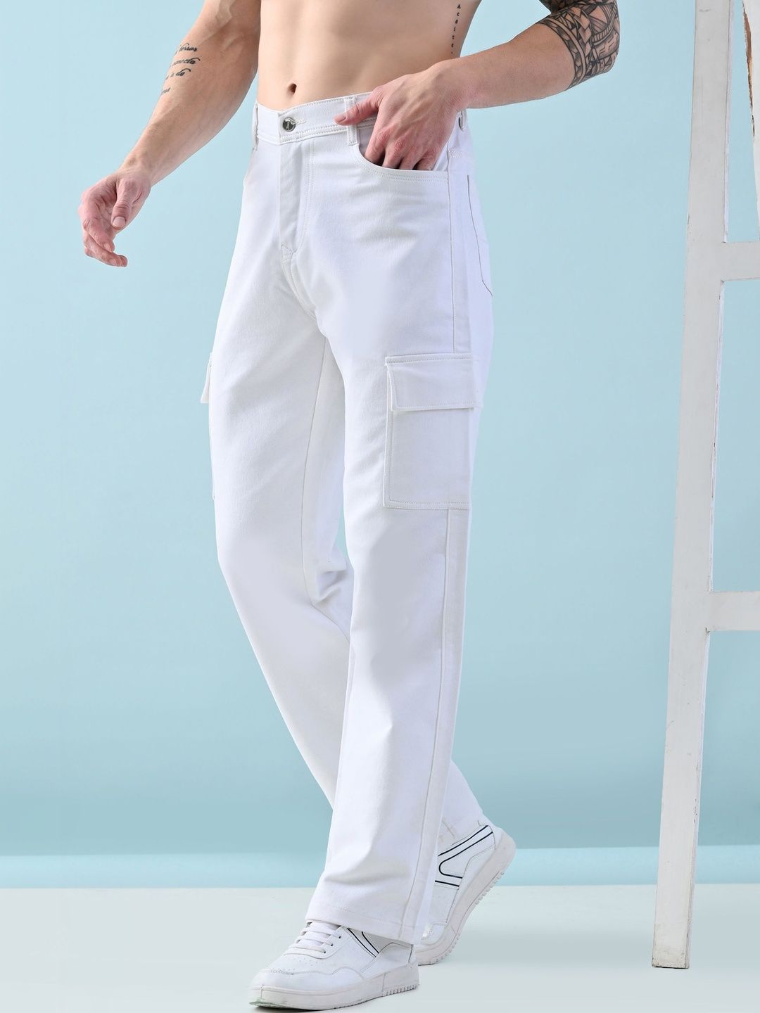 HERE&NOW Men Classic Straight Fit Mid-Rise Stretchable Jeans