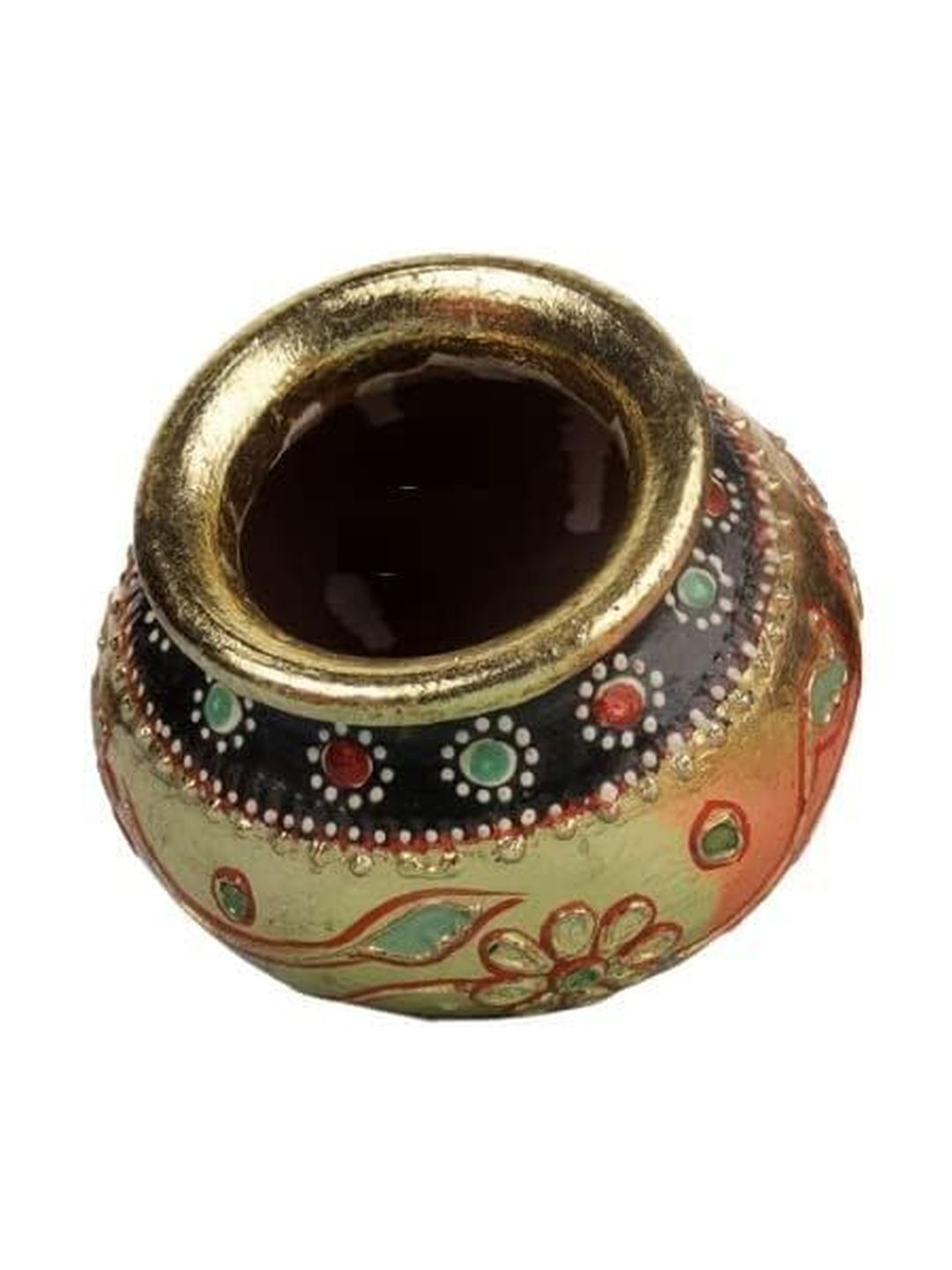 Om Craft Villa Brown Self Design Decorative Kalash