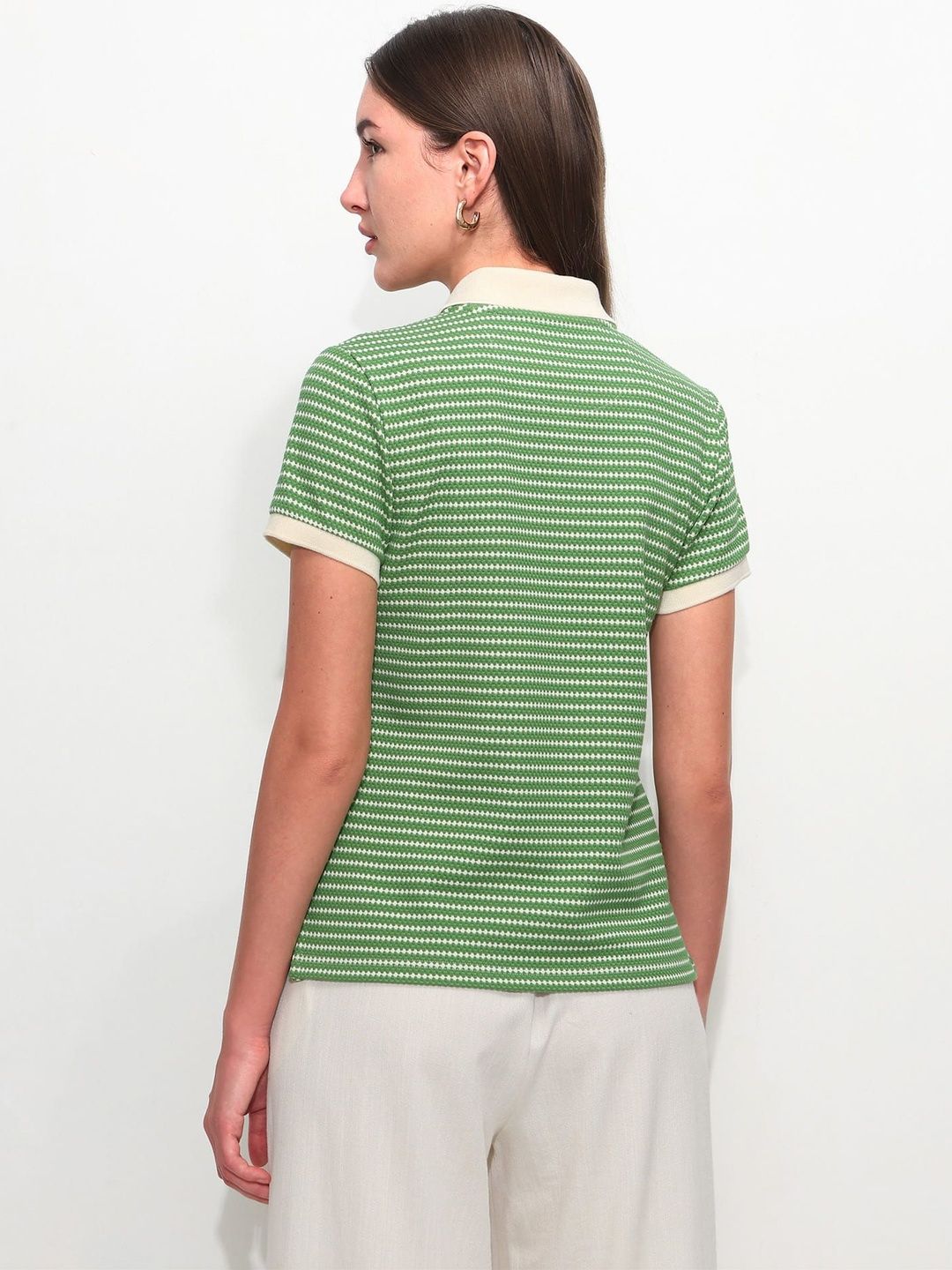 Striped Polo Collar T-shirt