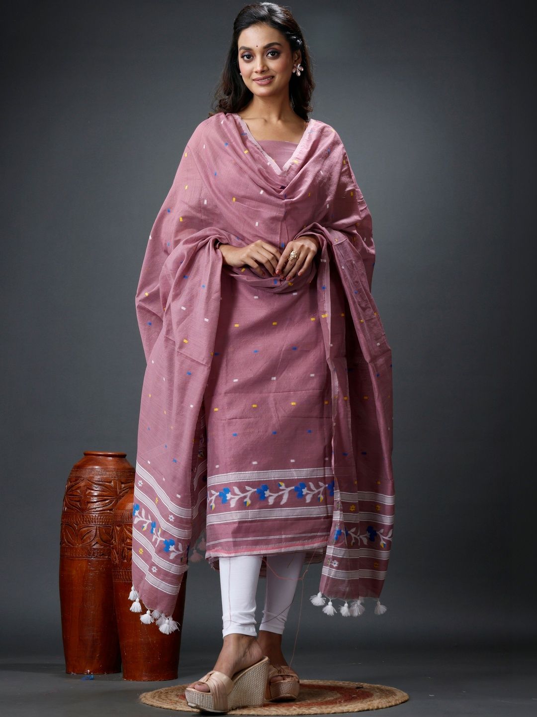 oishani saree ghor Pure Cotton Unstitched Dress Material