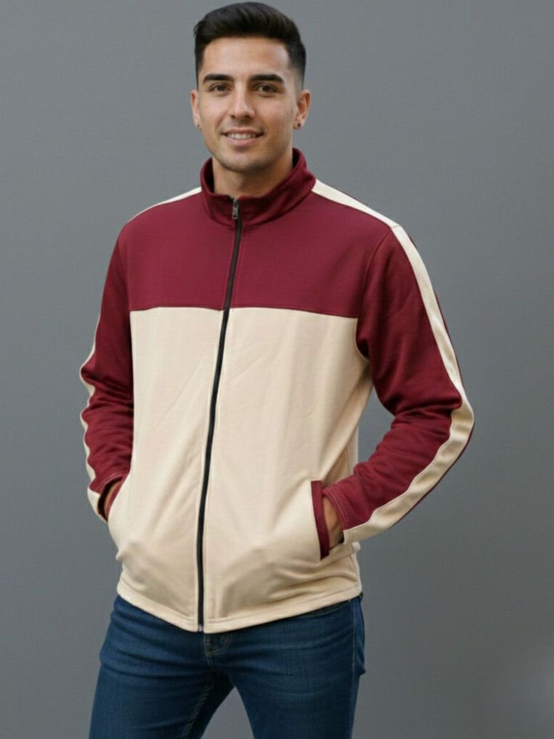 Besick Men Colourblocked Sporty Jacket