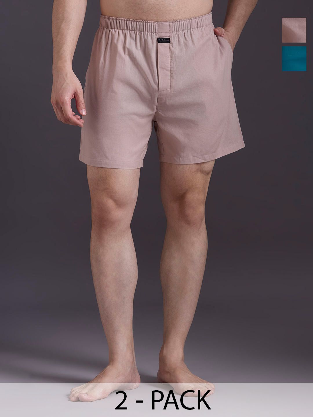 Mast & Harbour Men Pack Of 2 Men Pure Cotton Mid-Rise Boxer