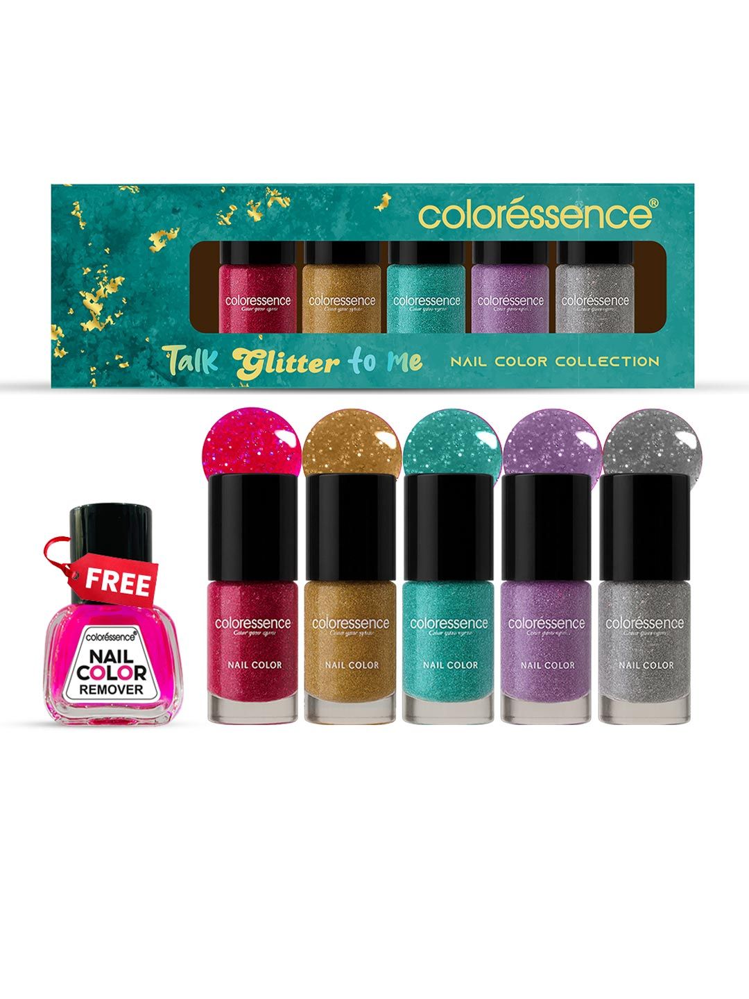 6 Pcs Nail Color Collection Coloressence Set Of 6 Talk Glitter To Me Quick Nail Color Collection - 6ml Each
