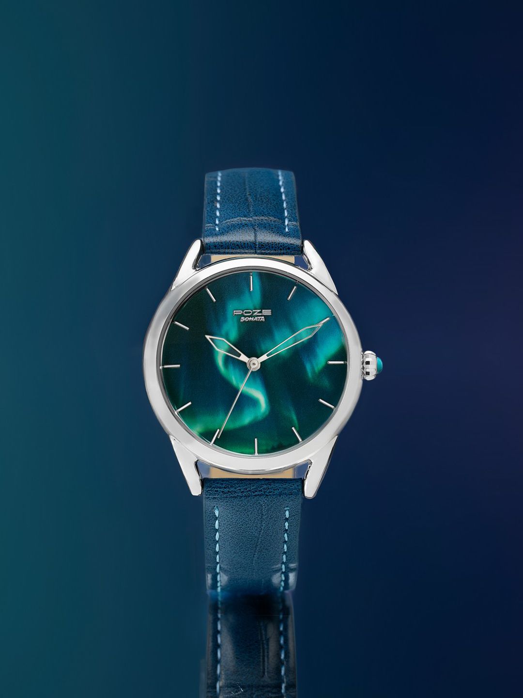 Sonata Unisex Northern Lights inspired Poze Quartz Analog Blue Dial Watch - SP70100SL01W