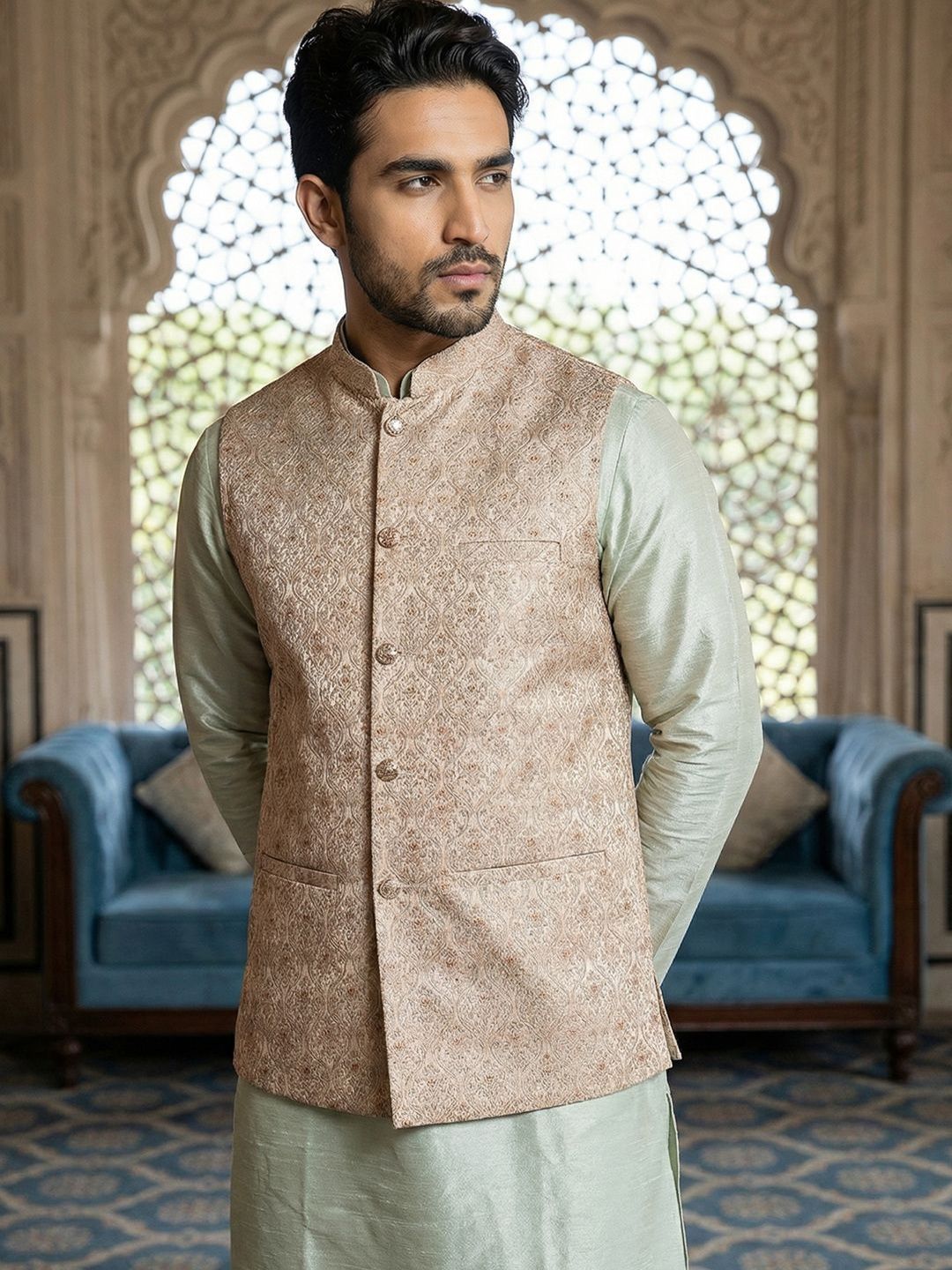 Jompers Woven Design Nehru Jackets