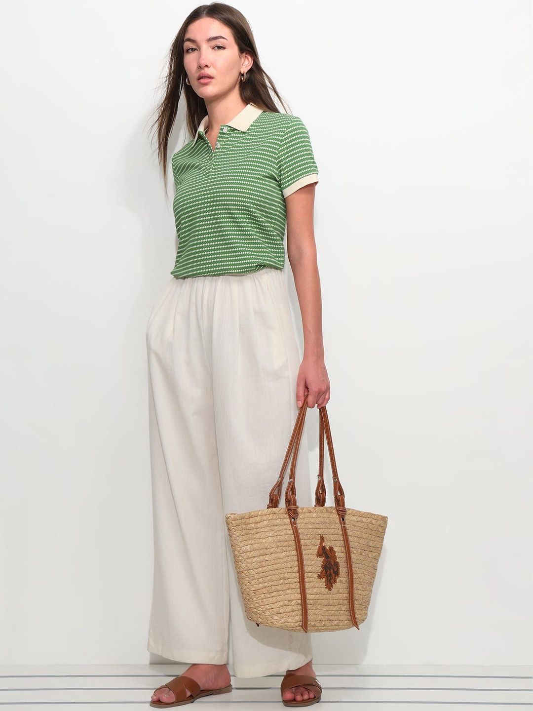 Striped Polo Collar T-shirt