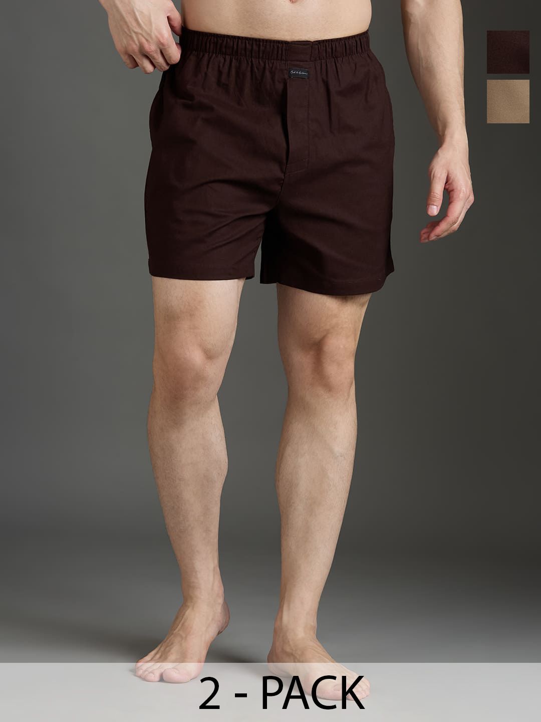 Mast & Harbour Men Pack Of 2 Pure Cotton Mid-Rise Boxer