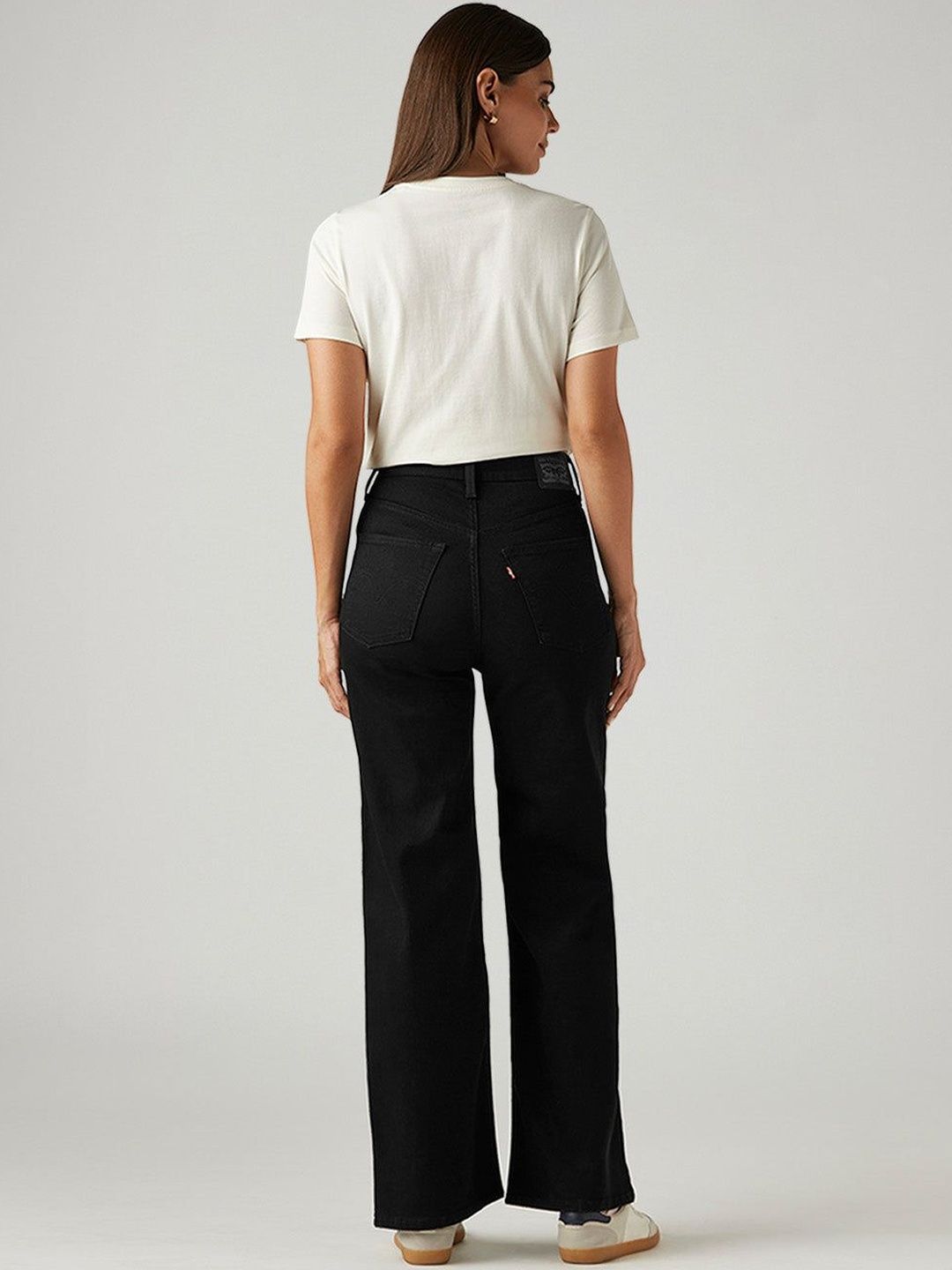 Black Ribcage Wide Leg Fit High Rise Jeans