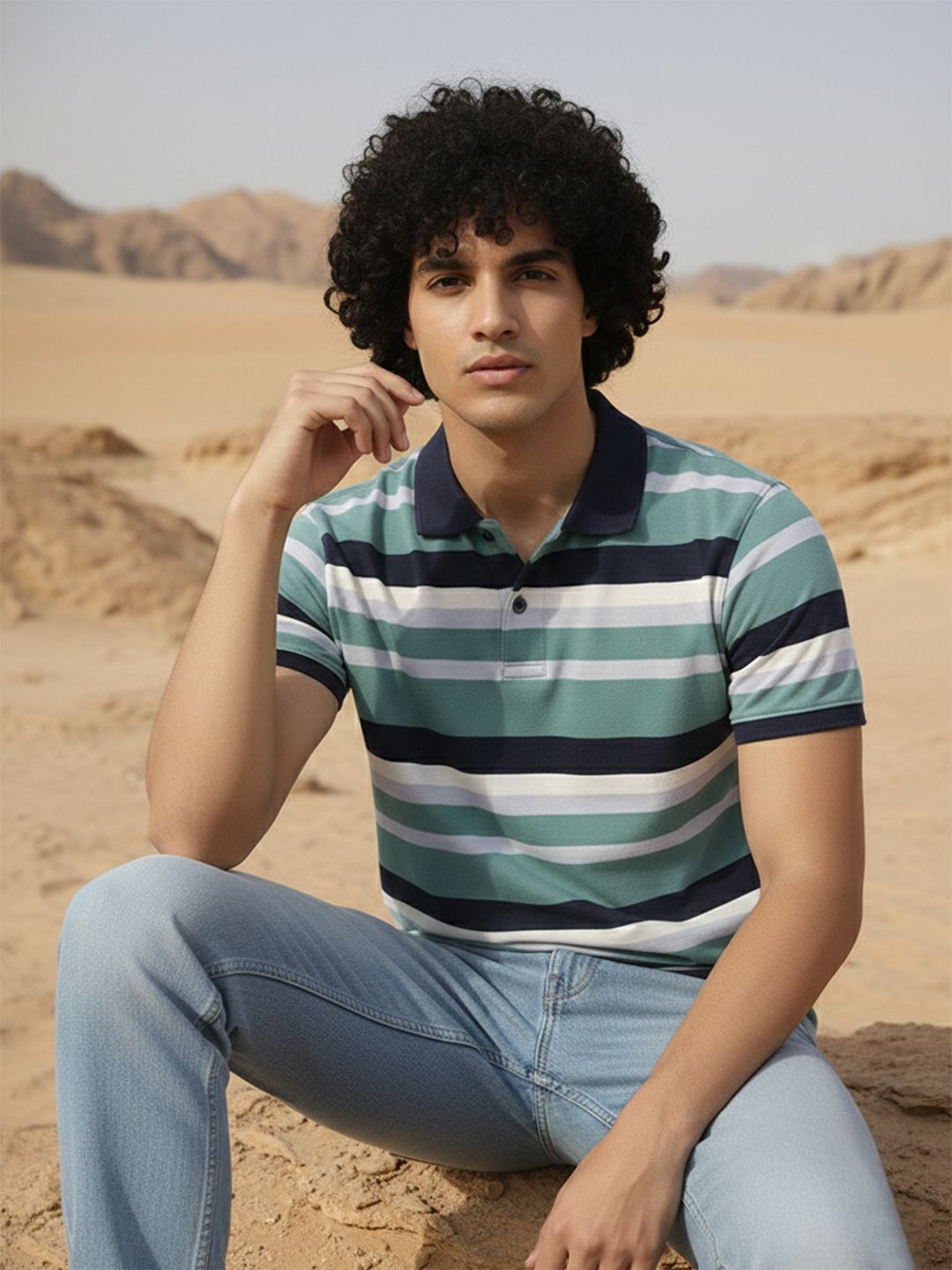 The Roadster Life Co. Striped Relaxed Cotton Regular Fit T-shirt