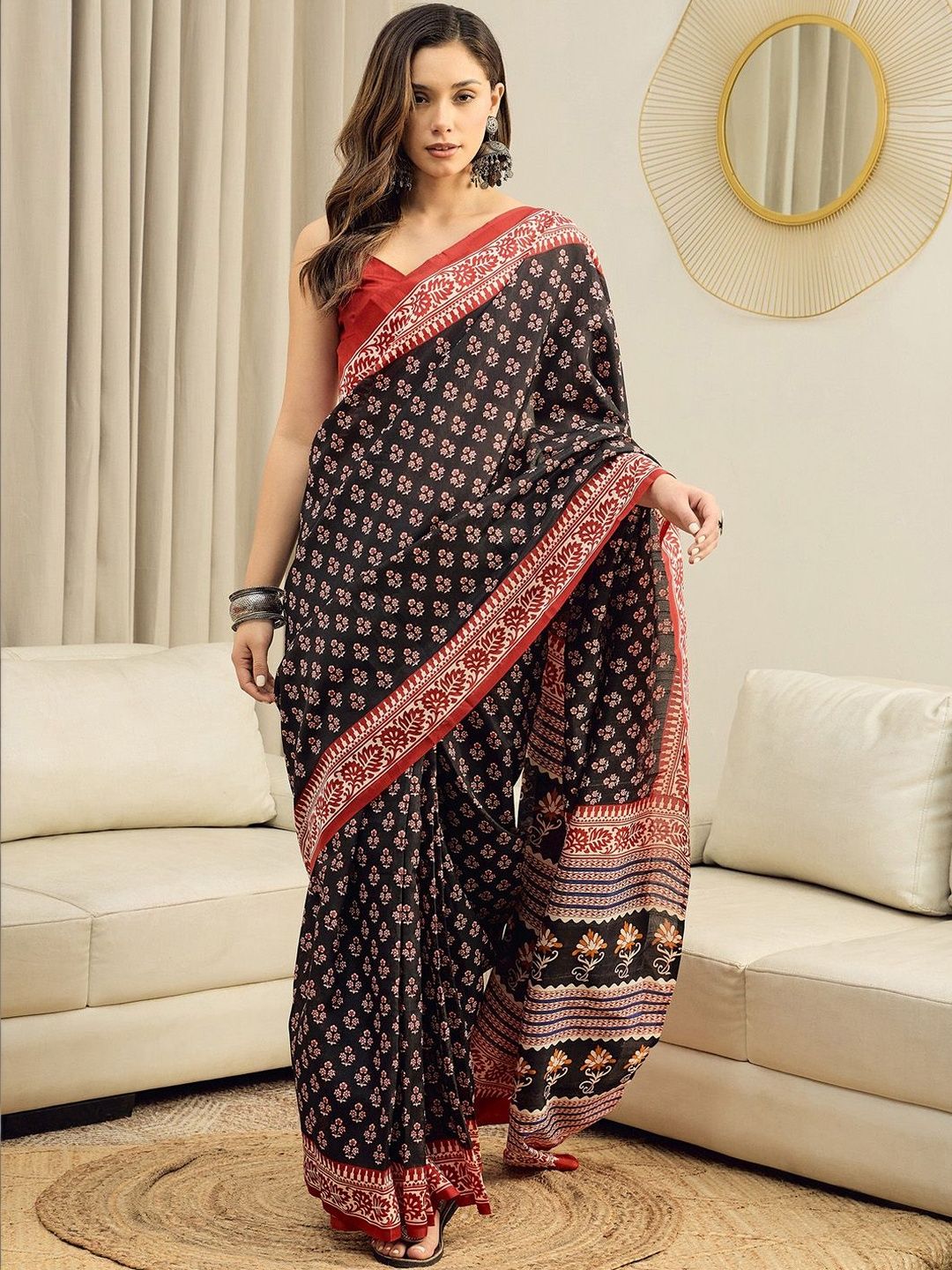 Sangria Block Printed Sarees