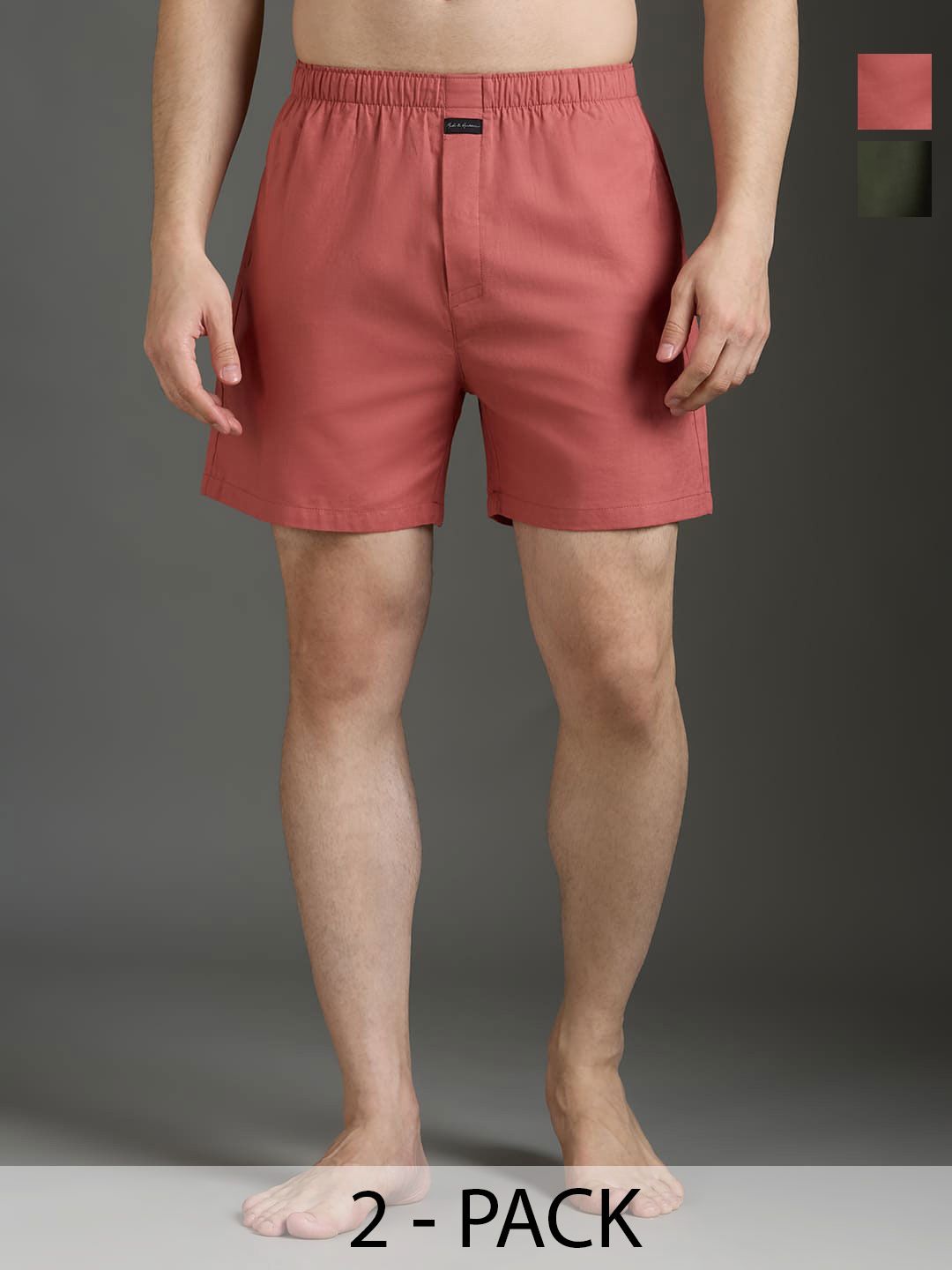 Mast & Harbour Men Pack Of 2 Pure Cotton Mid-Rise Boxer