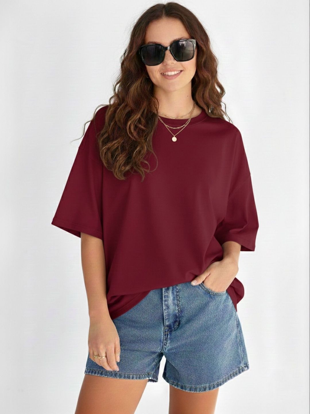 TQH TQH Women Drop-Shoulder Sleeves T-shirt
