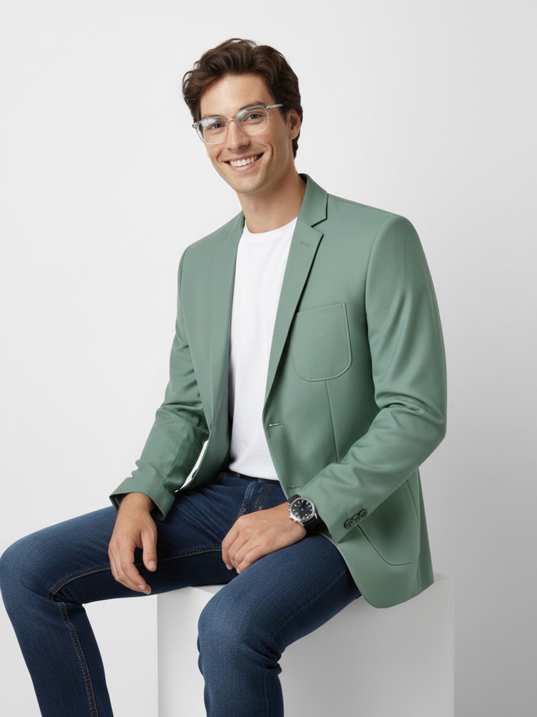 Mast & Harbour Notched Lapel Collar Single-Breasted Blazer with Chest Pocket