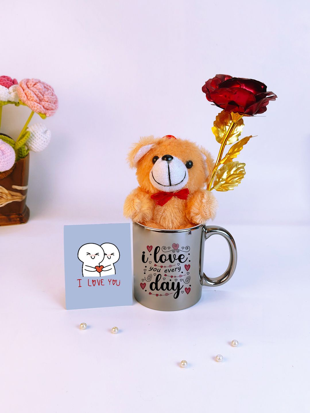 Giftii 4 Pieces Blue & Orange Coloured Valentines Day Gift Set