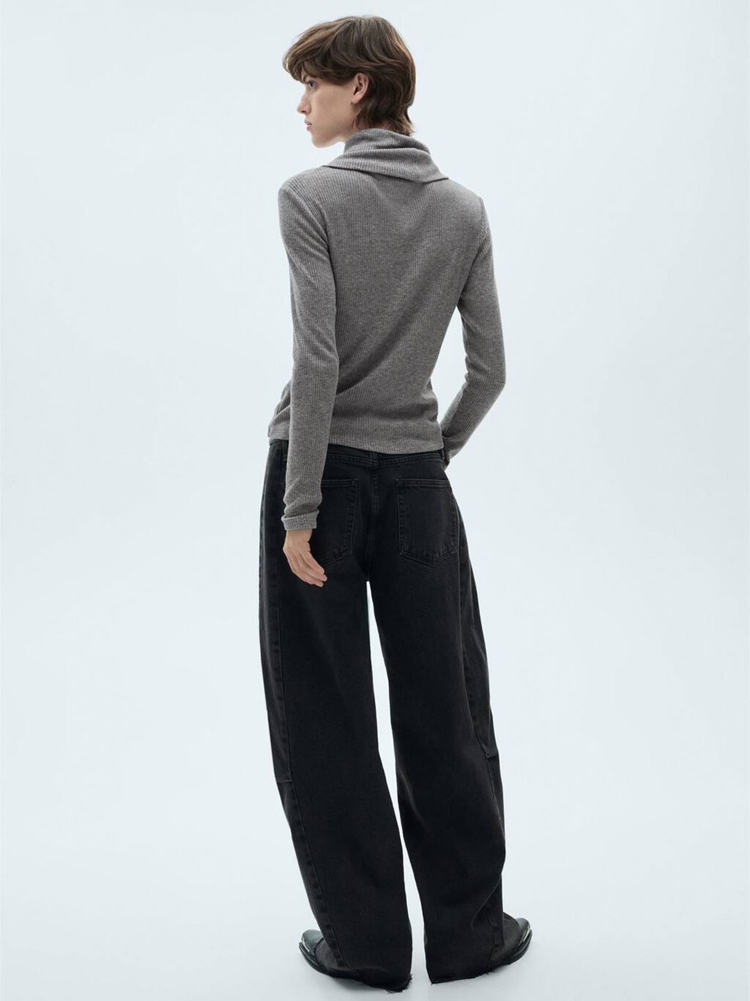 Scarf Neck Ribbed T-shirt