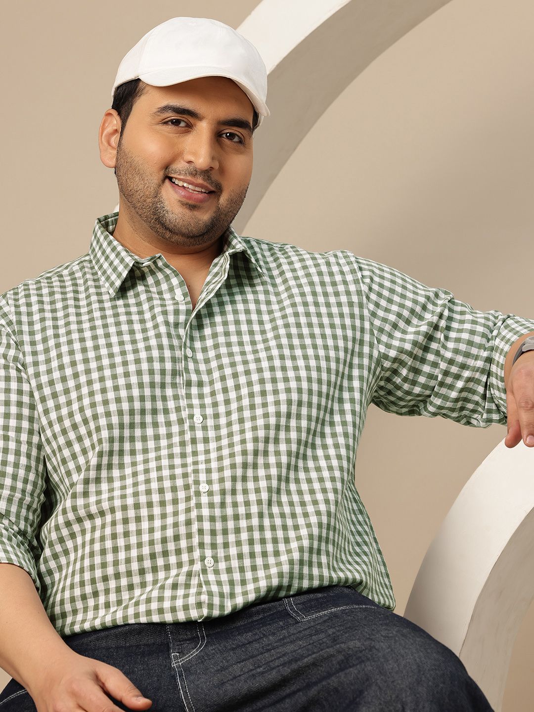 Sztori Plus Size Checked Pure Cotton Casual Shirt
