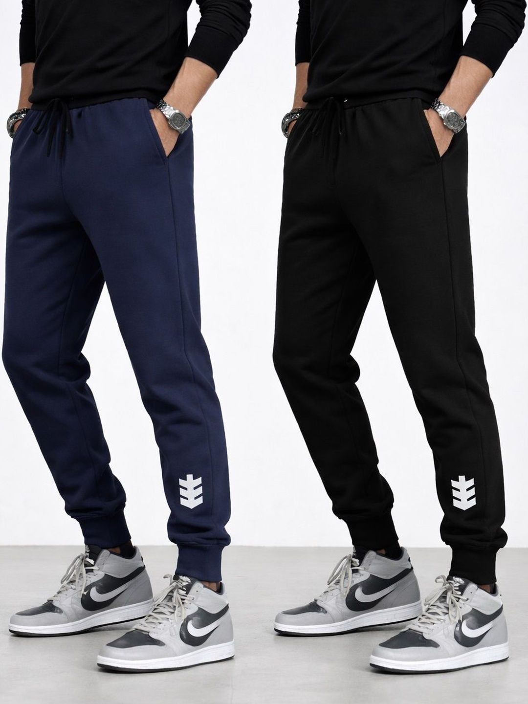 Riksaw Men Pack of 2 Regular Fit Brand Logo Training Joggers