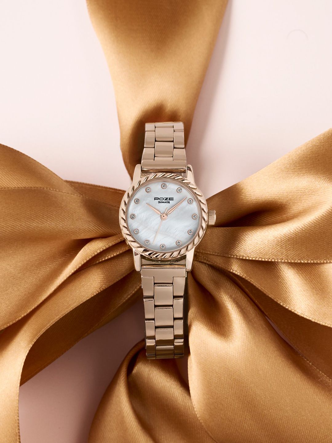 Sonata Women Poze 8 Quartz Analog MOP White Dial Watch - SP80177WM01W