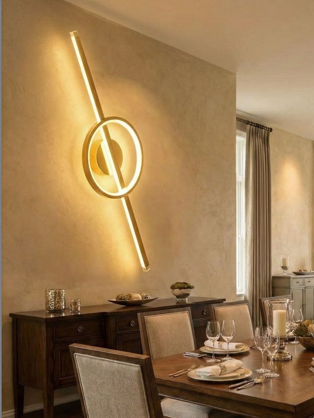 MFD HOME FURNISHING Gold-Toned & Gold-Toned Metal Contemporary Abstract Shaped Shaped Wall Lamp