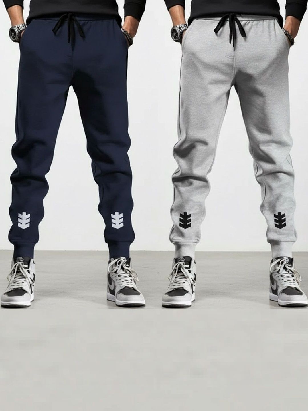Riksaw Men Pack of 2 Regular Fit Brand Logo Joggers