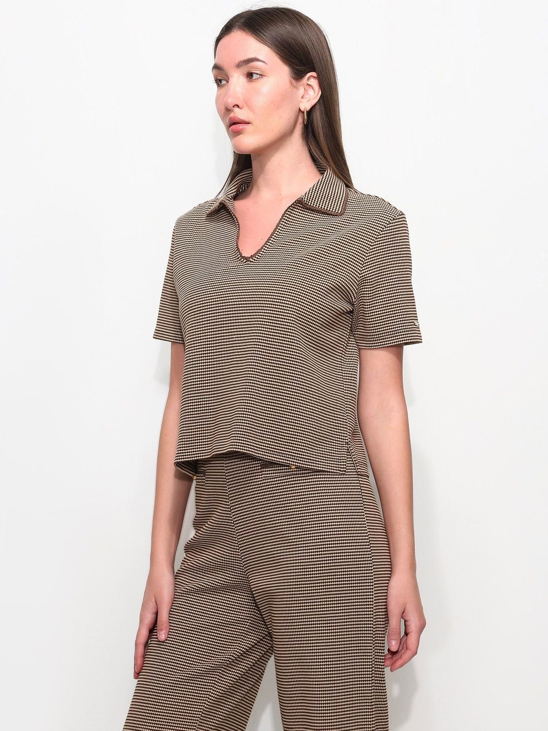 Checked Polo Collar T-shirt