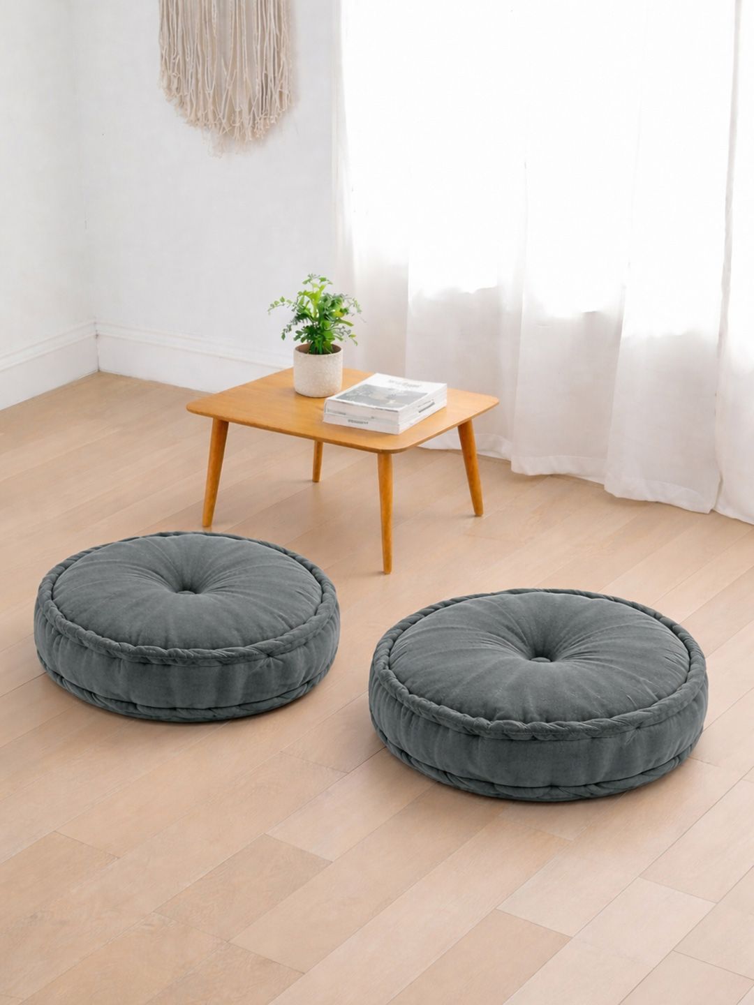 Kuber Industries 2Pcs Grey General Support Velvet Chair Pads