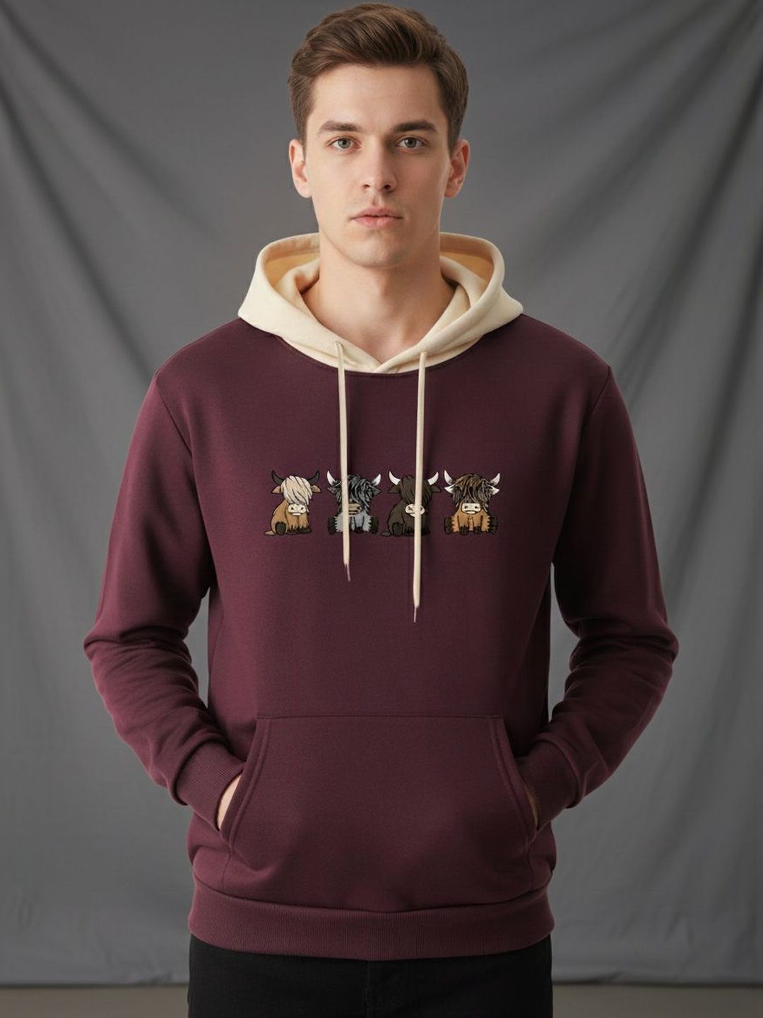 TAGDO FASHION Men Printed Hooded Sweatshirt