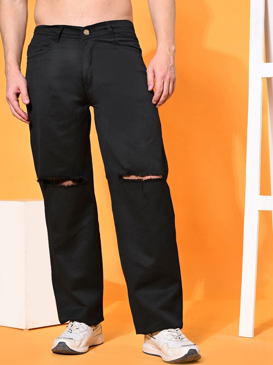 HERE&NOW Men Classic Highly Distressed Stretchable Jeans