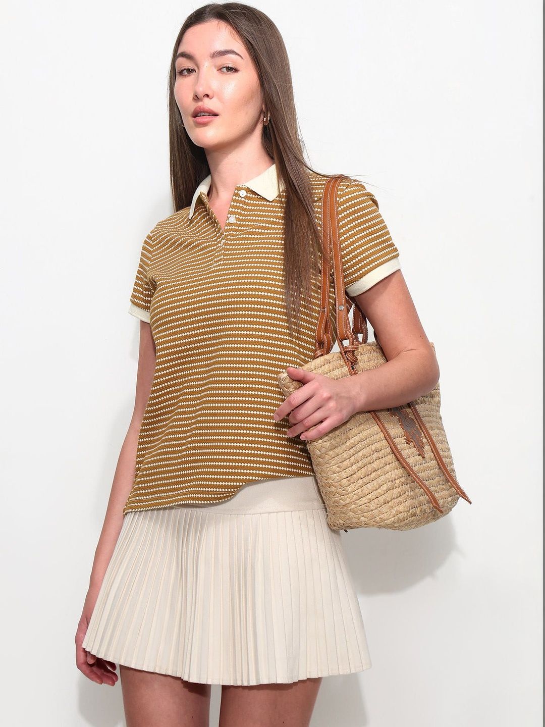 Striped Polo Collar T-shirt